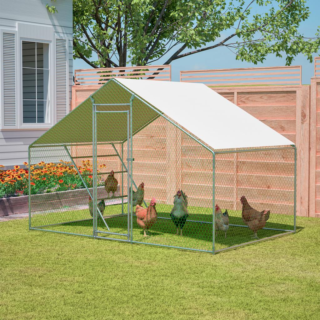 Con Escalera: Gallinero 3x2m incl. Cerradura de Seguridad, Cubierta Impermeable UV y Tubos Reforzados de 1 mm. Ideal para Gallinas, Palomas, Patos.