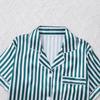 Women's Pinstripe Satin Pajama Set: Short Sleeve Cardigan & Elastic Waistband Shorts
