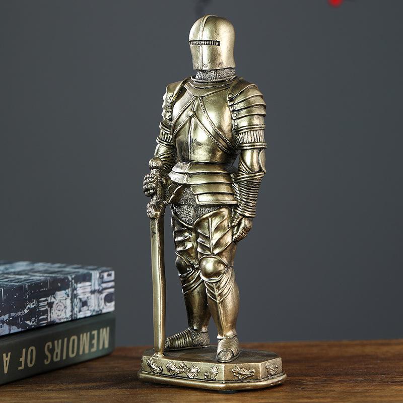 Medieval Armor Knight Statue Retro Nordic Style Home Decoration Resin Figurine Office Desktop Bookshelf Decoration Accessories