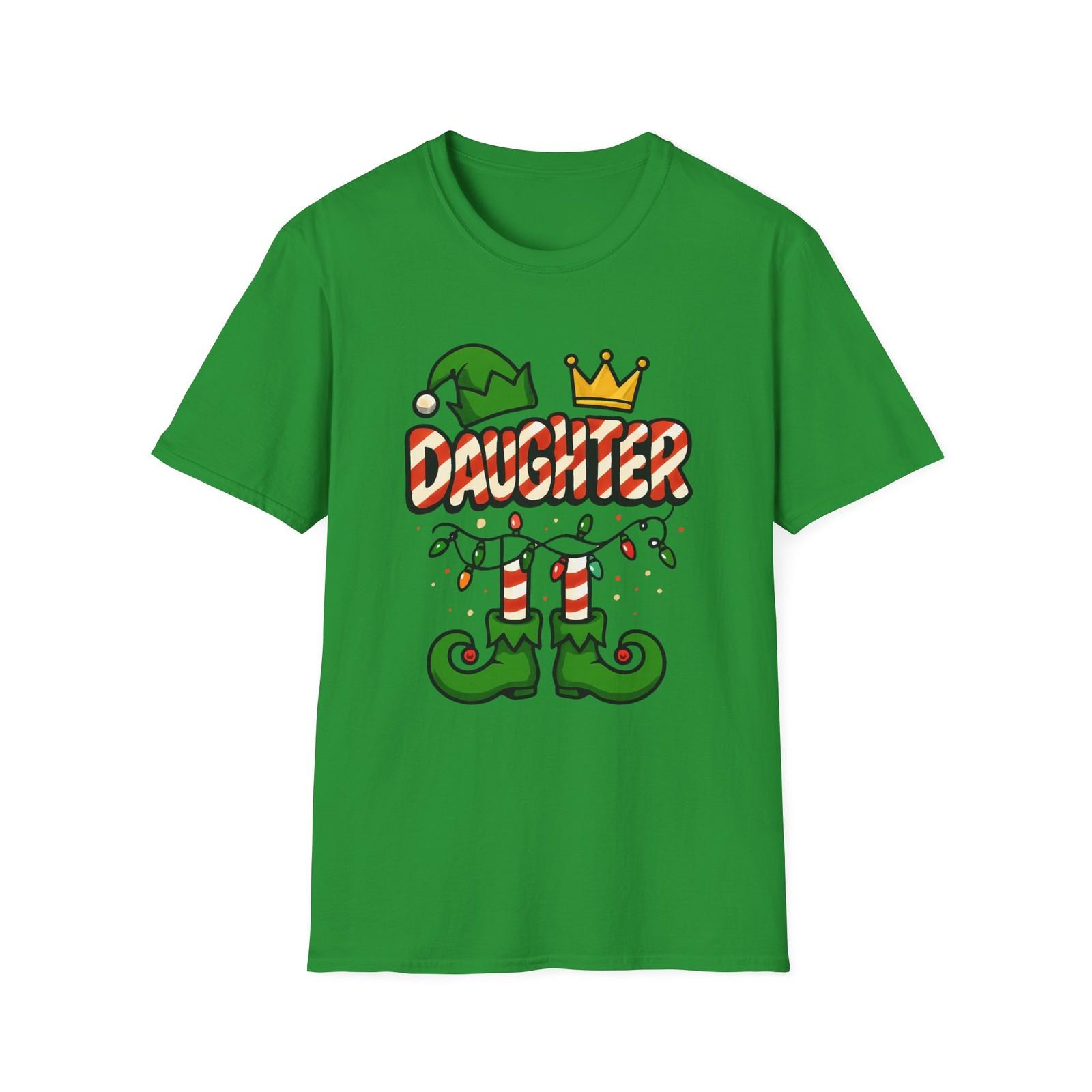 Unisex Softstyle T-Shirt Mens Womens Tees Top Daughter Elf Hat Candy Cane Crown Christmas Holiday 3XL