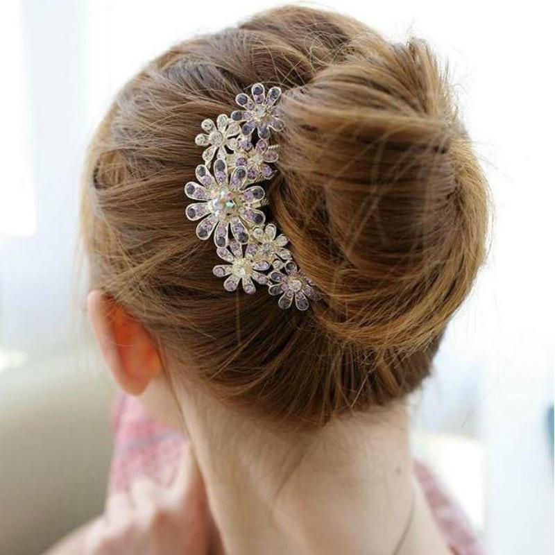 Hair Accessories Hairpins Beautiful Crystal Rhinestone Petal Hair Comb Flower Pin Hair Clip Claws Hairdressing Stylists Headwear