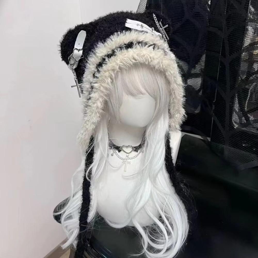 Dziewczęcy Puszysty Gotycki Kapelusz Harajuku Dzianinowy Punkowy Kapelusz Lolita Mała Kość Krzyż Gwiazda Styl Y2K Czapka Beanie