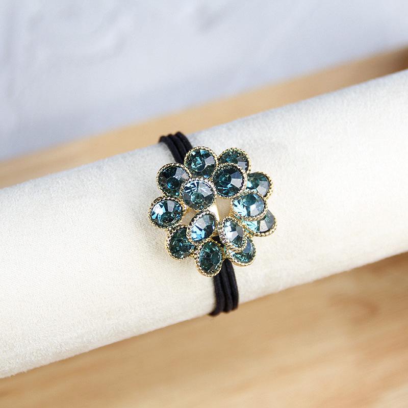 Korean Elegant Rhinestone Flower Scrunchies Women Girls Elastic Hair Rubber Bands Accessories Tie Hair Ring Rope Headwear