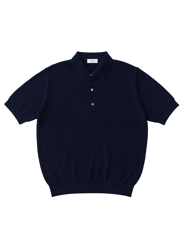 26Ss Waffle Polo Knit Navy L