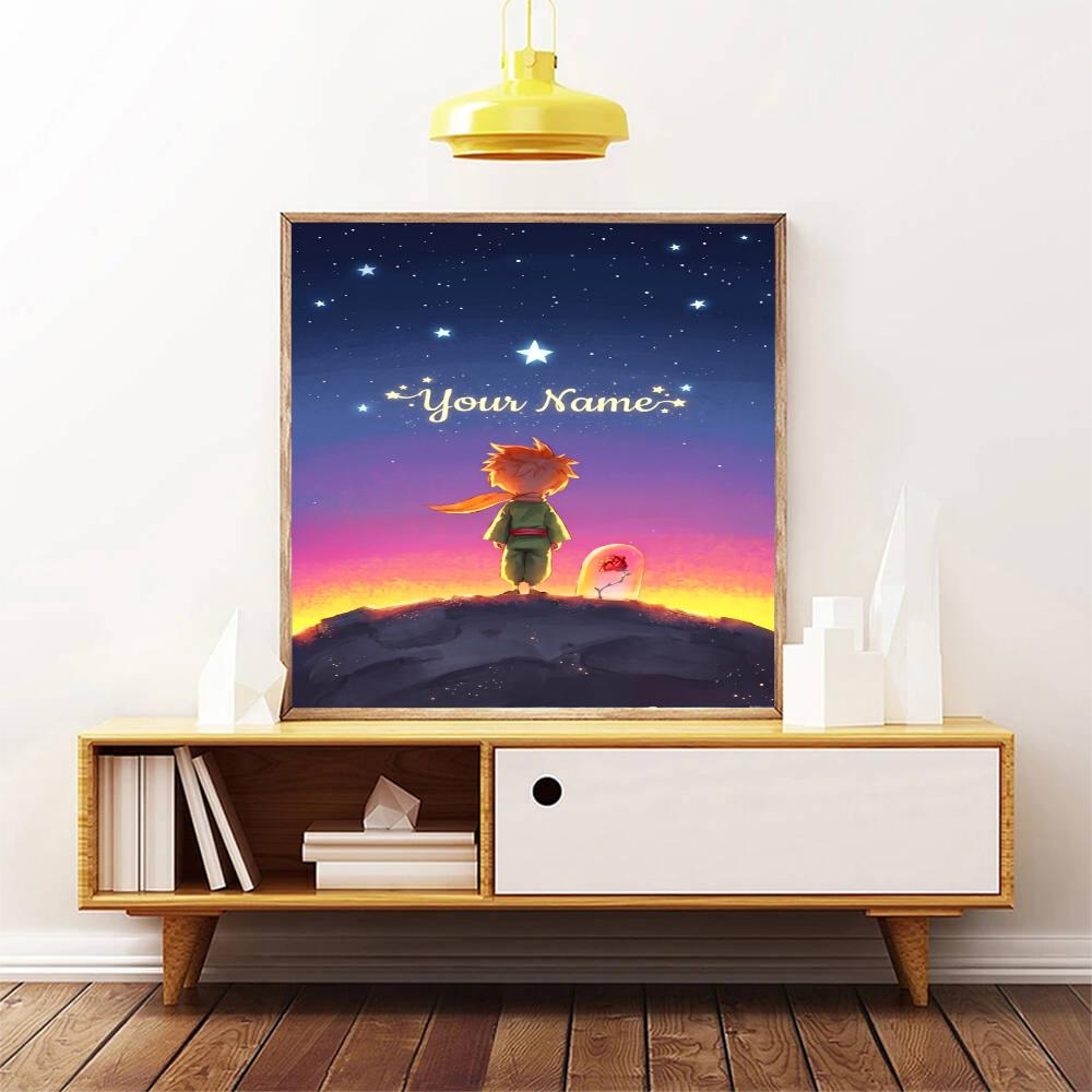 Little Prince Personalized Name Round Diamond Painting Kit Diamond Embroidery Painting Rhinestones Mosaic Frameless Handwork Decoration Arts