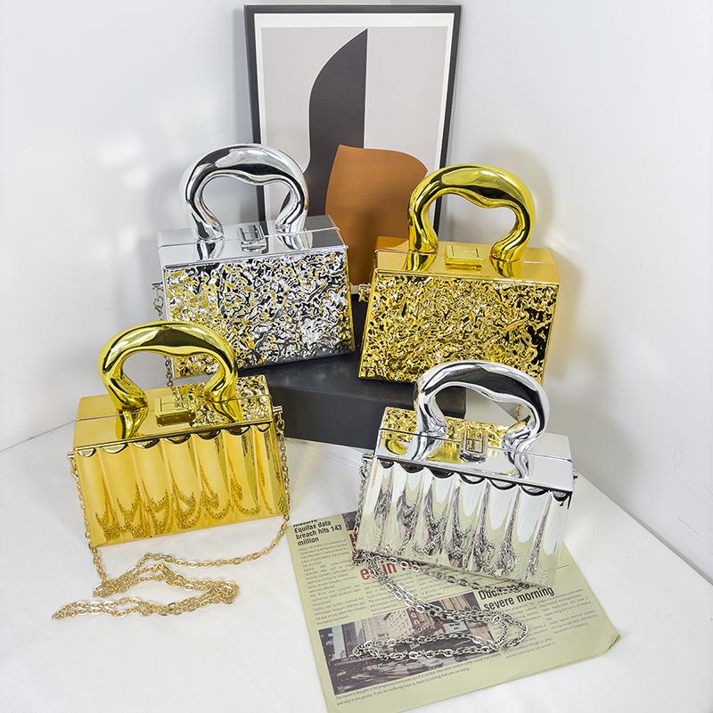Women bags acrylic bags 2025 new European and American fashion ice crack texture women's messenger box bag