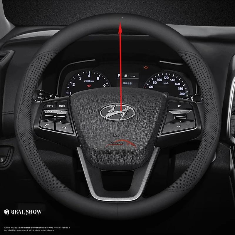 Auto Lederlenkradabdeckung für Hyundai i20 i30 Elantra KONA N Line 2013 - 2019 2020 2021 2022 2023 2024 2025 Zubehör