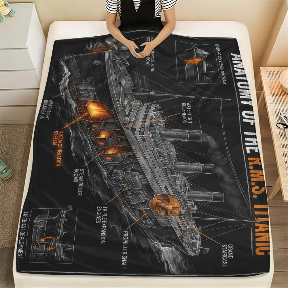 Movie spaceship diagram Print Flannel Blanket,High quality Comfortable for All Seasons,Home Decor,Warmth and Comfort,Perfect for Christmas Gifts