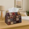 1pc Vintage Oriental Tissue Box Cover with Ornate Medallion Patchwork Lid - Waterproof Foldable Toilet Paper Holder Cover, Suitable for Living Room, K