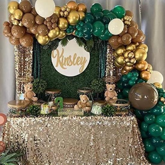 Ghirlanda Di Carta Verde Salvia E Oro Rosa - 4 Metri Con Glitter, Striscione Per Feste Tropicali, Baby Shower, Compleanni, Giungla