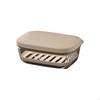 Soap Dish, Waterproof Holder with Lid, Draining Tray, Travel Essential Light Khaki