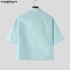 INCERUN Oversized Lapel Neck Short Sleeve Pocket Buttons Causal Shirts Tops