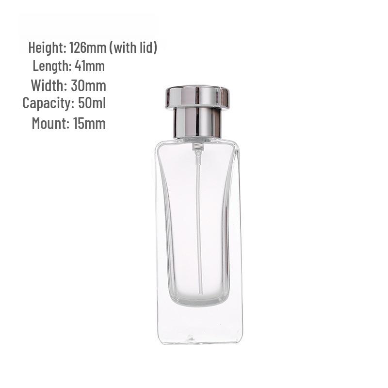 Clear Glass Perfume Spray Bottle - Fine Mist, Empty, Flat Design