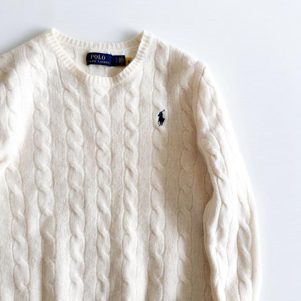 Usato  [Cashmere] POLO RALPH LAUREN Maglia a trecce Bianca S Lana Cashmere