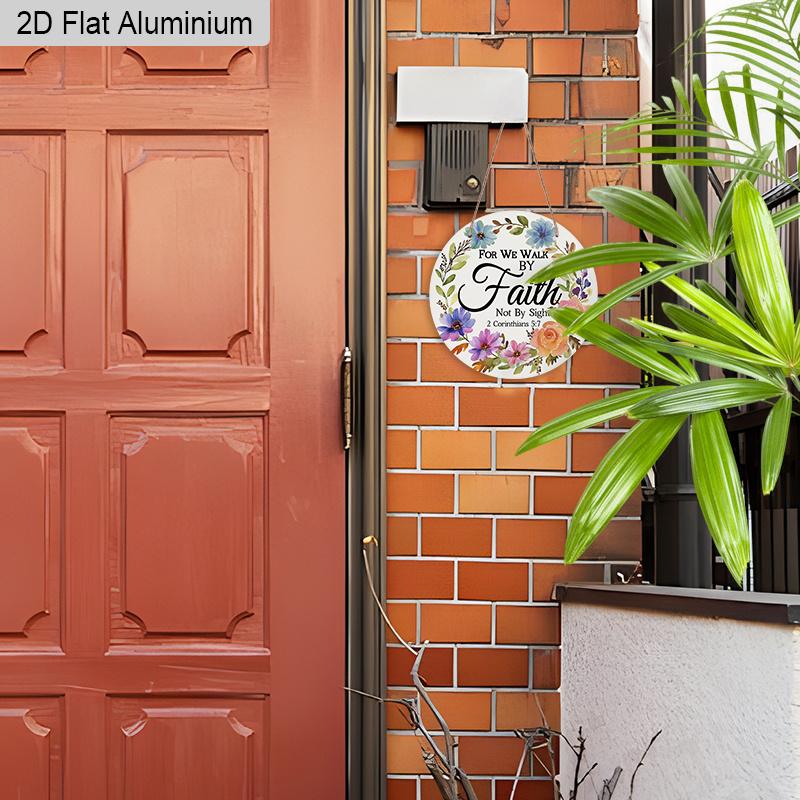 2D Flat Faith Aluminium Sign - Navidad Figurine Ornaments with Wreath Pattern - Ideal for Front Door, Wall, Porch, Fence Decor - Ideal Gift for