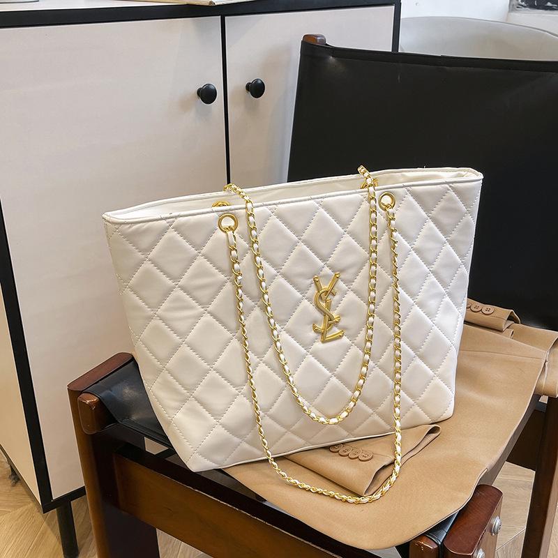 Diamond Lattice Women's Autumn Bag - Korean Style Large Capacity Chain Shoulder Bag for Work Commute