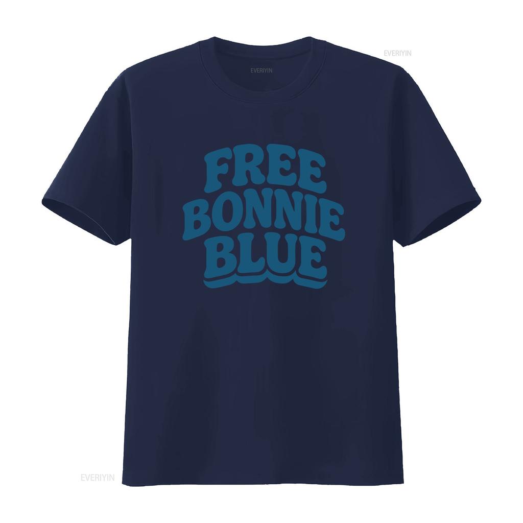 Free Bonnie Blue Funny Idea T Shirt Casual Crew Neck Slight Stretch Fabric Regular Fit Print Pattern All Season Vintage Washed