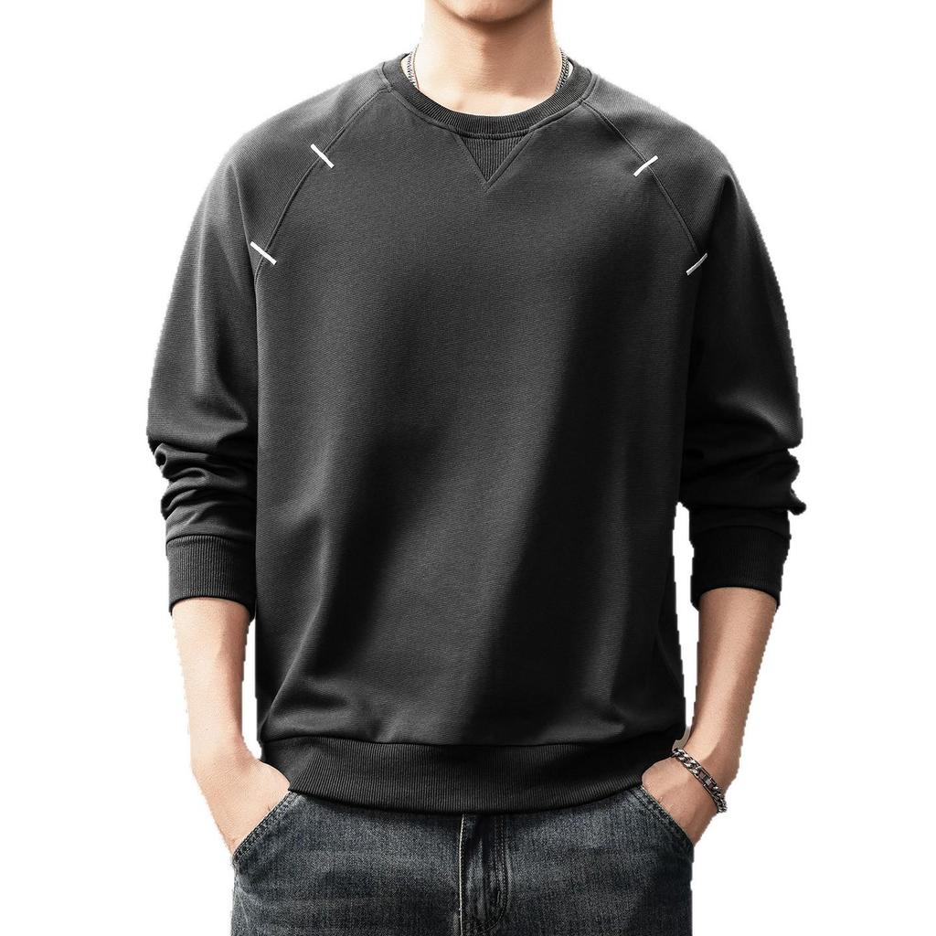 Men's Trendy Patchwork Long-Sleeve Hoodie - Autumn Casual Loose Fit Round Neck