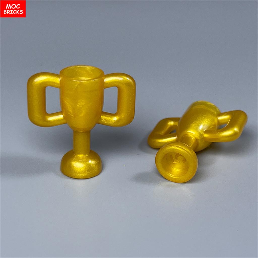 8pcs MOC Bricks Trophy Cup 10172 4cm Figure Utensil Golden Pearl Gold Accessories Assemble Education Toys For Kid Children