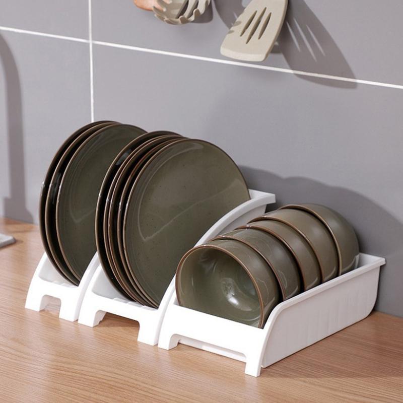 1 Pack Plastic Cabinet Rack Plate And Dish Storage Rack Bowl Cup Rack Multi-Function Storage Rack Kitchen Utensils Rack