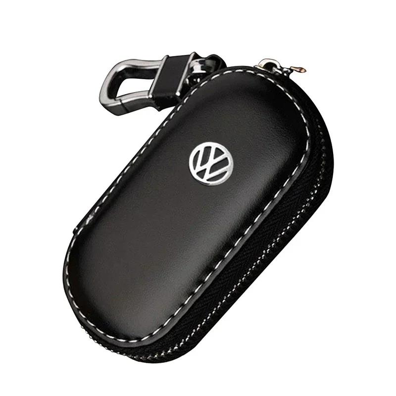 

2025 Hot Leather Car Key Case Purse Cover for Volkswagen Sharan Golf Passat Jetta Touareg Tiguan Sagitar Lavida Scirocco Accesso кавовий