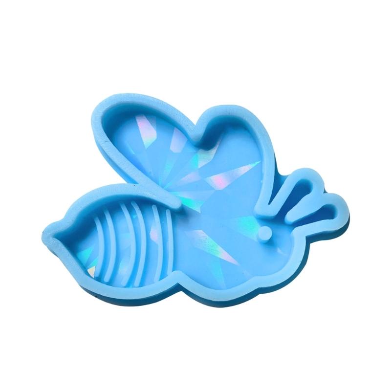 Animal Resin Mold Holographic Cute Bee Silicone Mold Rainbow-Light Effect Keychain Pendant Mold Epoxy Casting Craft