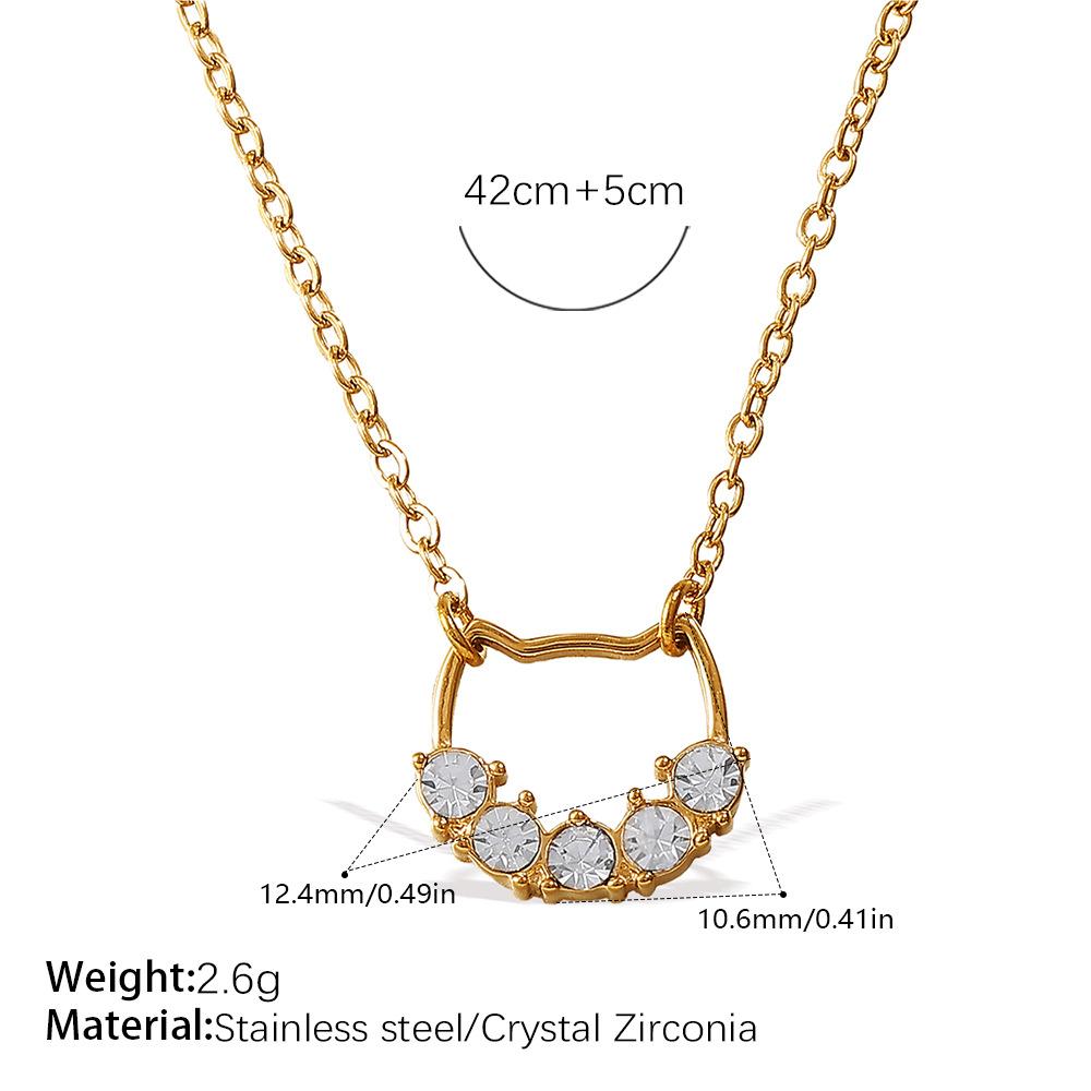 Ins Fashionable Stainless Steel 18K Real Gold Plated Love Heart Claws Fixing Stones Cubic Zircon Pendant Necklace for Women