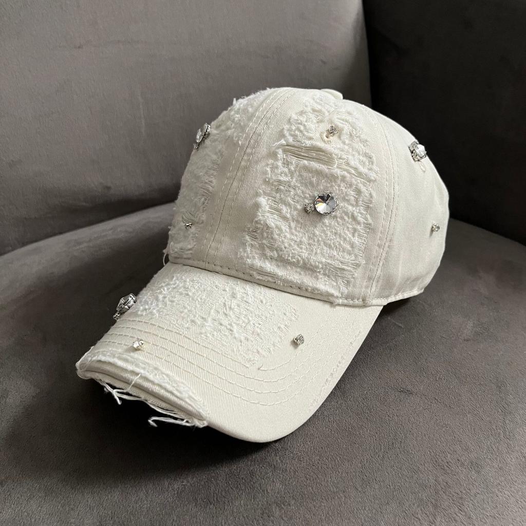 Star rhinestone personalized hair pulling hole baseball cap fashionable street versatile face small casual cap