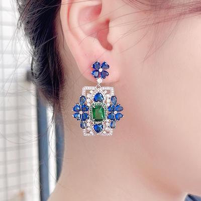 CMM Baroque Heavy Industry Zircone Gioielli Bellissimi Orecchini Pendenti Blu o Rosa Rosso Accessori Retro Lucidi per Donna