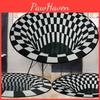 Stunning Oval Black White Grid 3d Illusion Vortex Bottomless Hole Non-slip Mat