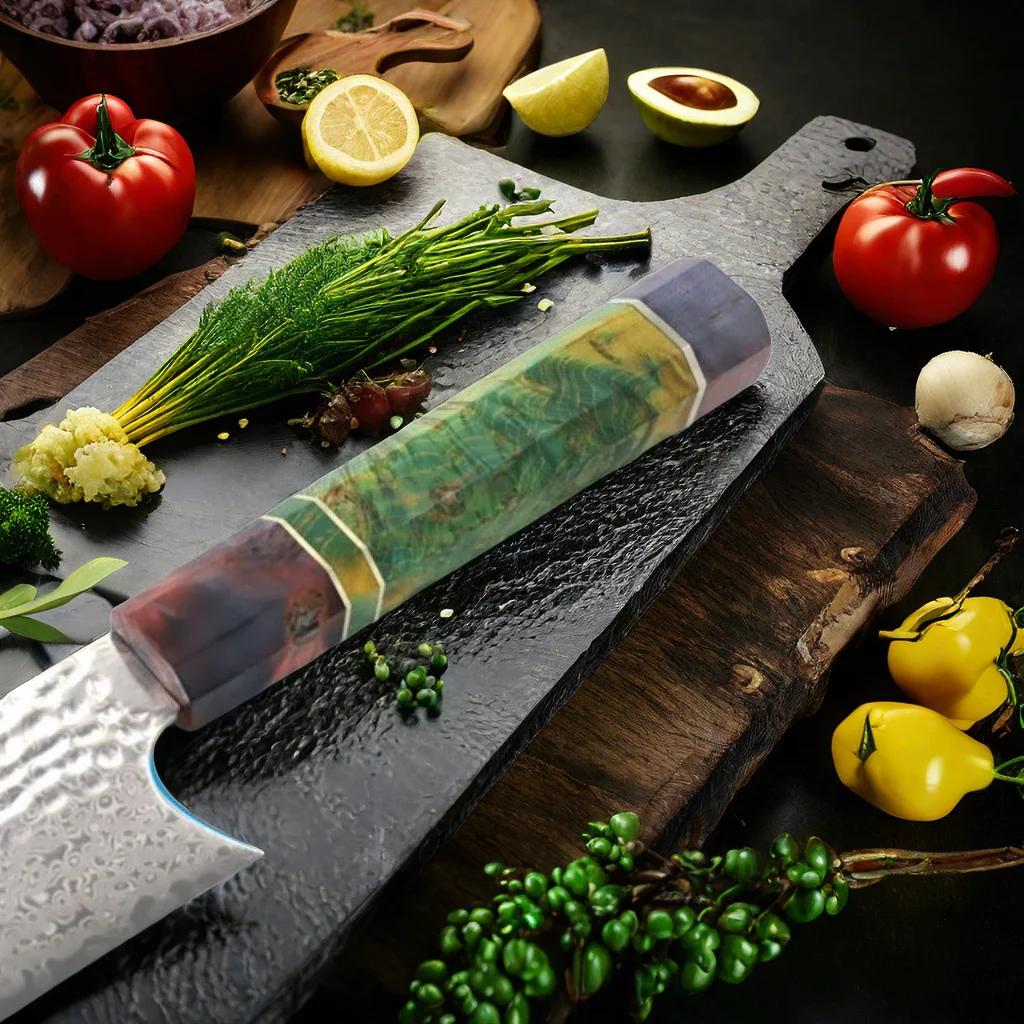 Professional kitchen knife, 67-layer Damascus knife VG10, sharp Japanese chef knife, suitable for cutting meat and vegetables