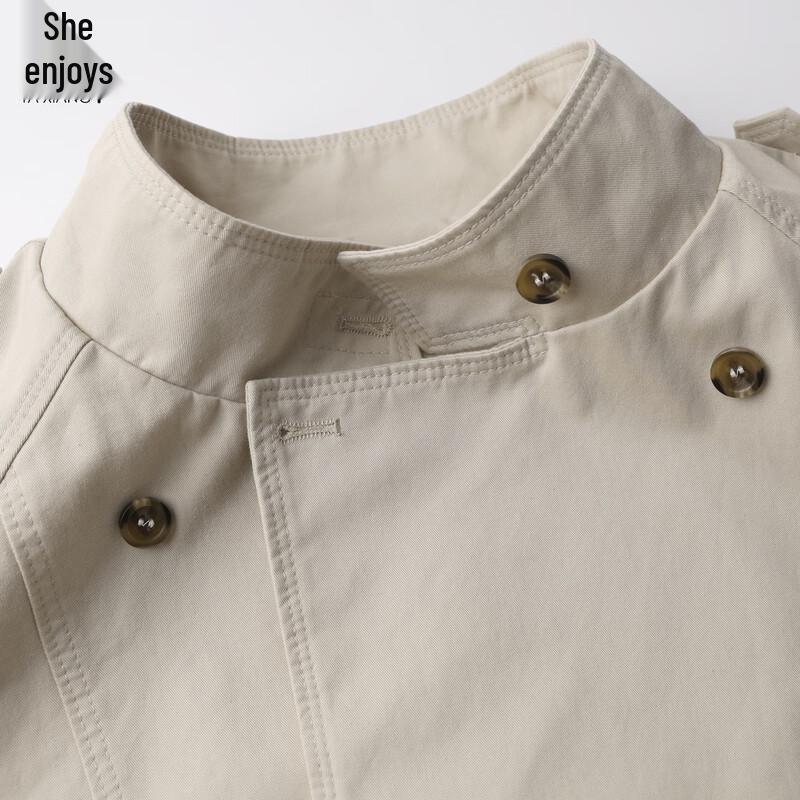 Women's Double-Breasted Short Trench Coat