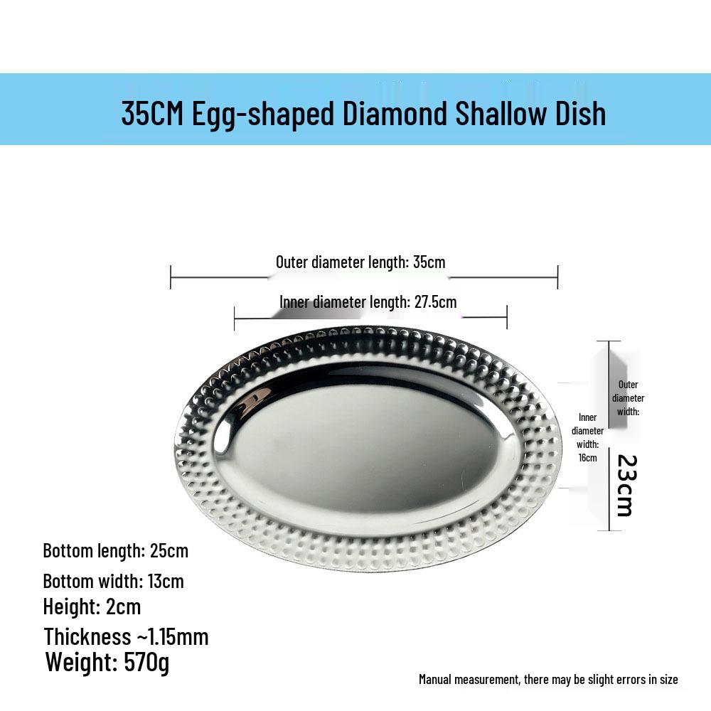 Stainless Steel Thickened Egg and Fish Tray for Canteen and BBQ