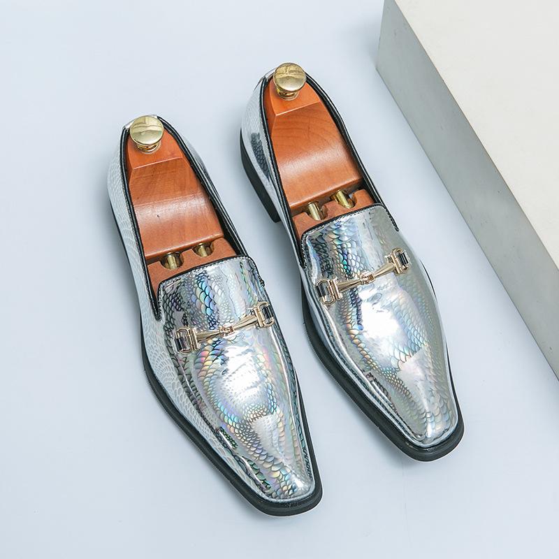 

Импортные мужские туфли Chelsea большого размера 46, синие, волшебница, модные туфли, парикмахерские, заостренные, красивые, лакированные, глянцевые мокасины 46