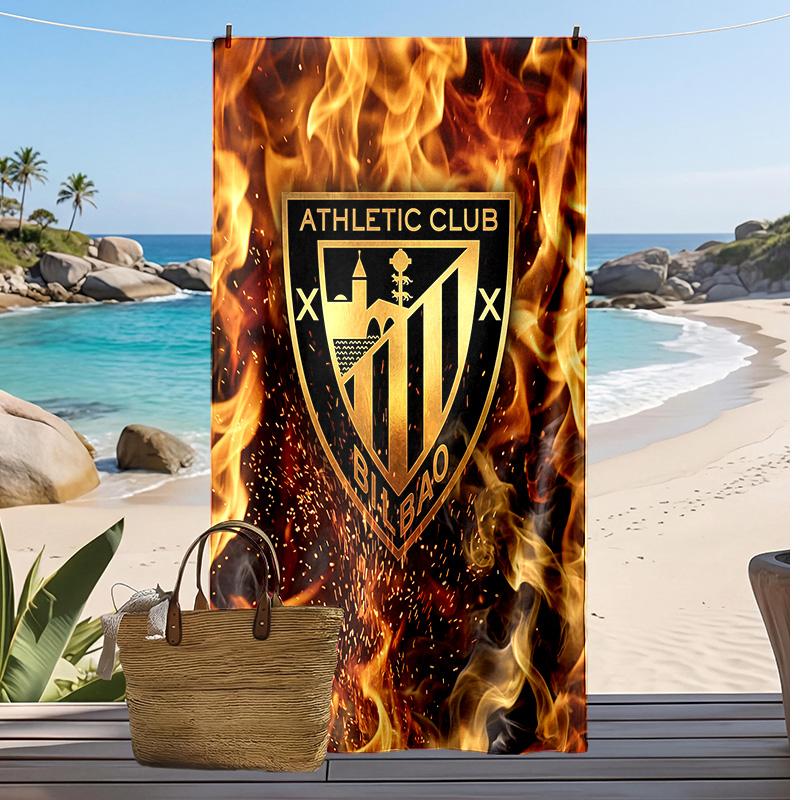 Athletic Bilbao Football Print Beach Towel, Large Soft Quick Dry Towel for Beach Camping Swimming