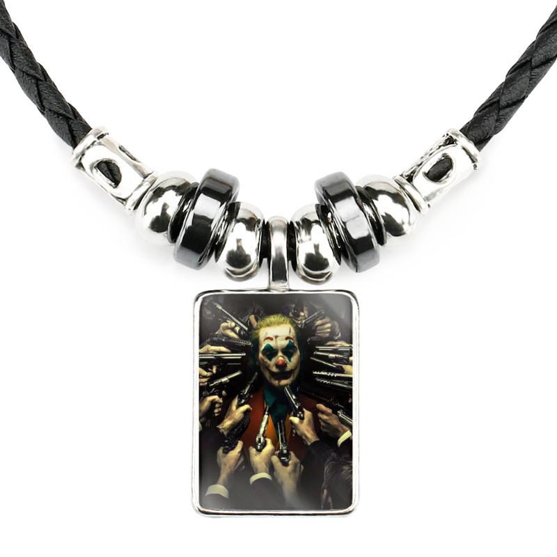 Klasický filmový přívěsek Joker Náhrdelník Pro Muže Ručně vyráběný Geometrický Kožený Provázek Řetízek