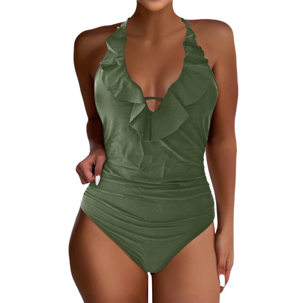Women's One-piece Fashion Bikini Solid Colour Sexy With Bra Pads No Steel Bra Swimsuit