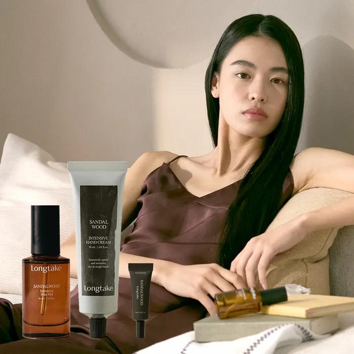 

[Подарочный набор парфюмерии 5 мл] Набор из 2 штук: масло для волос Longtake + крем для рук (сандал/черный чай и инжир) 02 Black Tea & Pig Hair Oil + Hand Cream