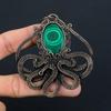 Malachite Gemstone Pure Copper Wire Wrapped Handmade Pendant Octopus Shaped Jewelry Gift