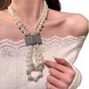 Retro court double-layer stacked necklace women's fashion temperament exquisite collarbone chain light luxury bridal dress banquet accessories