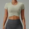 Womens Yoga T-Shirt Crop Top Short Sleeve High Stretch Breathable Fitness Workout Tee