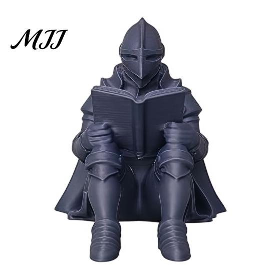 Reading Themed Gift 3D Printed Medieval Knight Book Corner Ornament, Figurine Statue Nook Decor, Creative Bookend for Bookshelf, Lover Literary