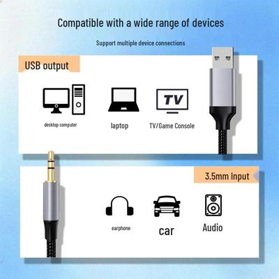 USB To 3.5mm Audio Cable Adapter for Computer, Laptop, Headphones, Speakers