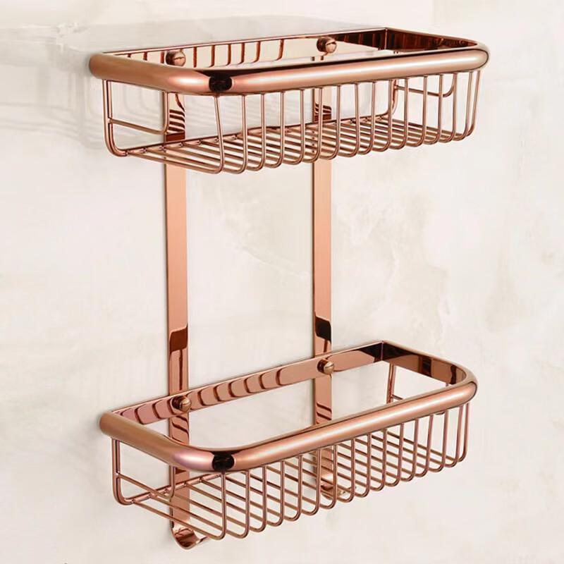 Antique Copper Wall-Mounted Double Bathroom Basket