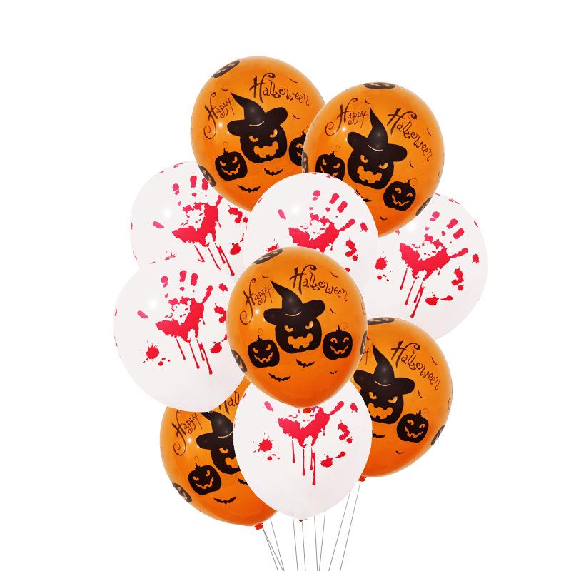 Halloween Ghost & Skeleton Balloon Set - 12-Inch Latex with Pumpkin & Bat Prints