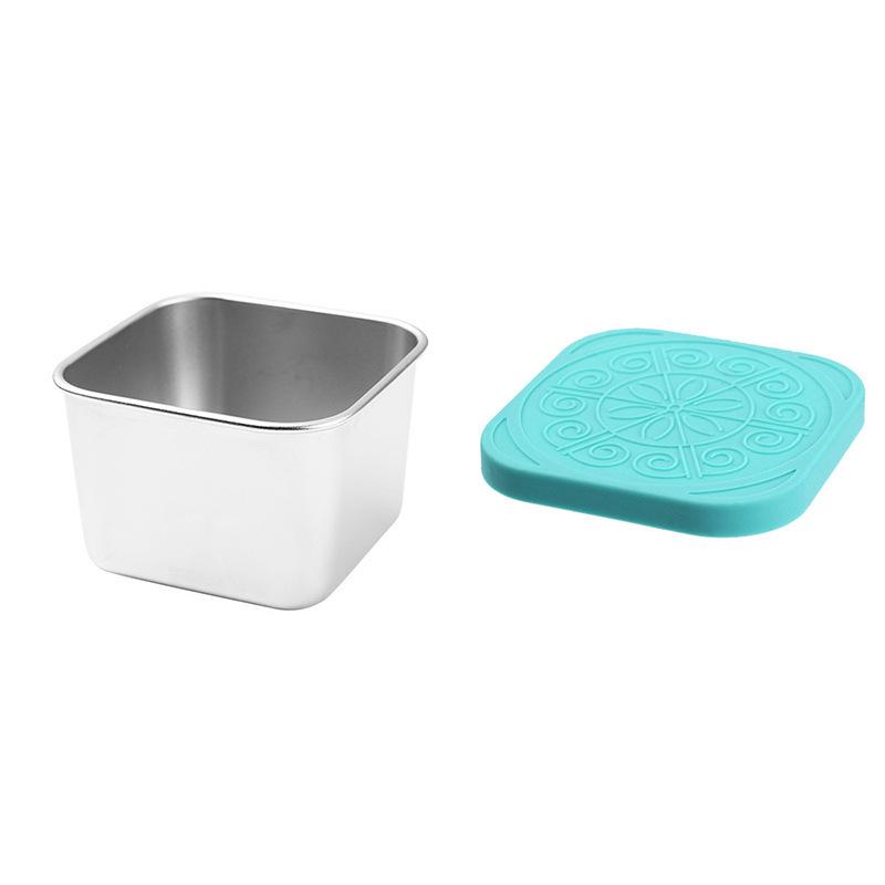 304 Stainless Steel Sauce & Salad Dressing Container with Silicone Lid - Leakproof Square Snack Lunch Box