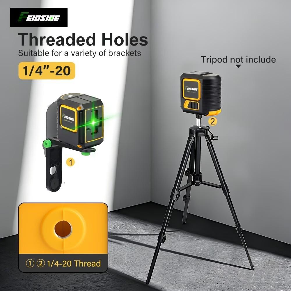 Compact Green Laser Level - 2-Line Auto-Leveling, Portable Fine Line Projector