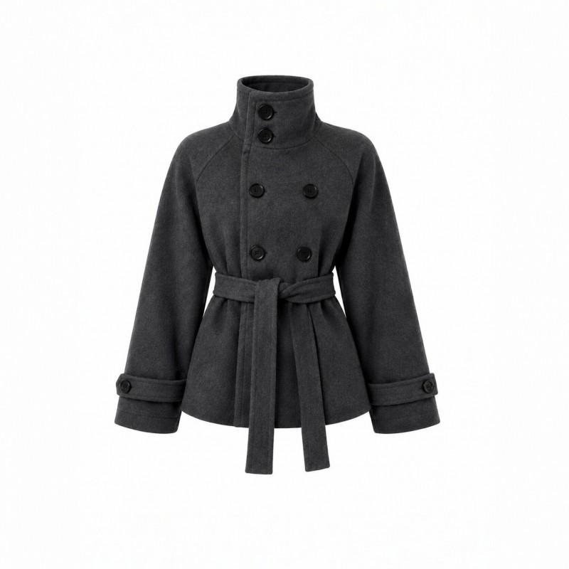 Womens Loose Turtleneck Vintage Button Cardigan Wool Blend Coat Street Style Casual Outerwear