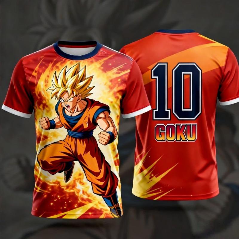 2026 Summer Dragon Ball Retro Fitness T-shirt Men's Oversized 3D Printed Short-sleeved Family Unisex Children's Sports Shirt