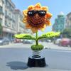 Crochet Car Decorations Sunflower Frog Duck Bobblehead Car Decor Animated Bobble Dancer Car Decor Aesthetic Accessories For
